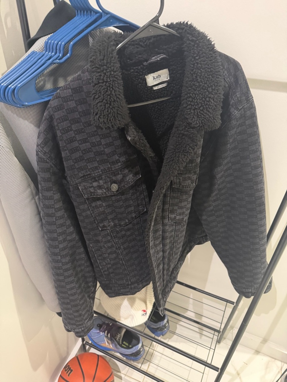 Kith Black Sherpa-Lined Denim Trucker Jacket